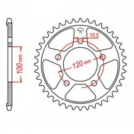 Couronne JT SPROCKETS JTR702 44 dents - pas de 525 acier carbone C49