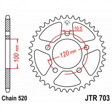 Couronne JT SPROCKETS JTR703 40 dents - pas de 520