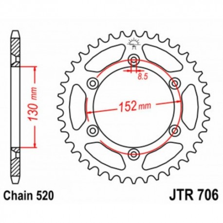 Couronne JT SPROCKETS JTR706 46 dents - pas de 520 acier carbone C49