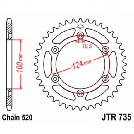 Couronne JT SPROCKETS JTR735 36 dents - pas de 520