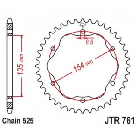 Couronne JT SPROCKETS JTR761 38 dents - pas de 525