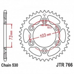 Couronne JT SPROCKETS aluminium ultra-light anti-boue 43 dents 530