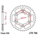 Couronne JT SPROCKETS aluminium ultra-light anti-boue 43 dents 530