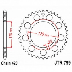 Couronne JT SPROCKETS JTR799 50 dents - pas de 420 acier carbone C49