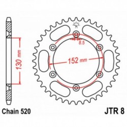 Couronne JT SPROCKETS JTR8 48 dents - pas de 520 acier carbone C49