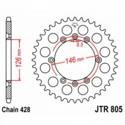 Couronne JT SPROCKETS JTR805 50 dents - pas de 428 acier carbone C49