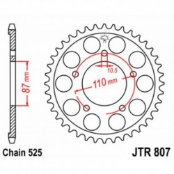 Couronne JT SPROCKETS JTR807 44 dents - pas de 525