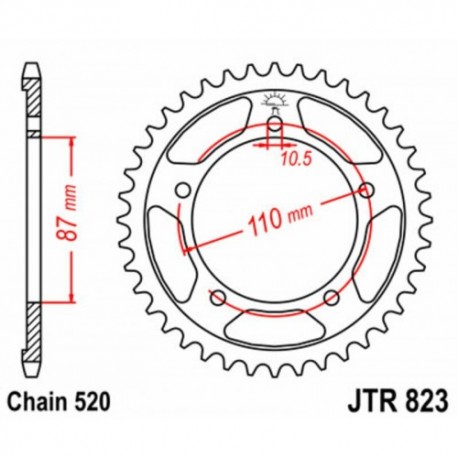 Couronne JT SPROCKETS JTR823 39 dents - pas de 520