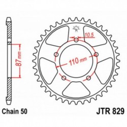 Couronne JT SPROCKETS JTR829 42 dents - pas de 50