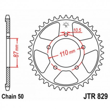 Couronne JT SPROCKETS JTR829 44 dents - pas de 530 acier carbone C49