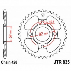 Couronne JT SPROCKETS JTR835 45 dents - pas de 428 acier carbone C49