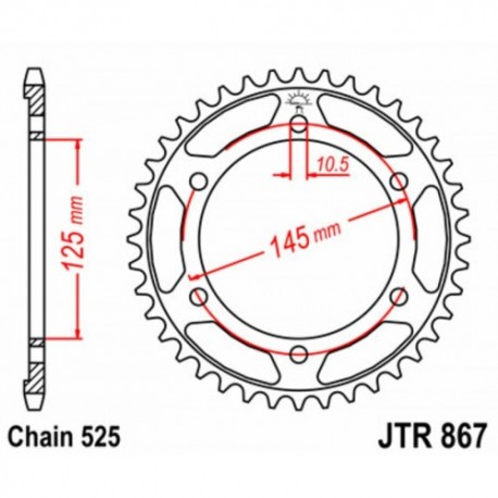 Couronne JT SPROCKETS JTR867 42 dents - pas de 525