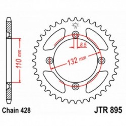 Couronne JT SPROCKETS KTM 85 SX / HVA 85 TC / GAS GAS 85 MC 46 dents - pas de 428 acier carbone C49