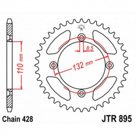 Couronne JT SPROCKETS KTM 85 SX / HVA 85 TC / GAS GAS 85 MC 49 dents - pas de 428 acier carbone C49