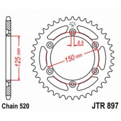 Couronne JT SPROCKETS SX SXF EXC EXCF / TC TE FC FE / MC MCF EC ECF 38 dents - pas de 520