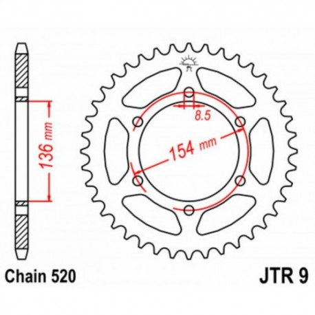 Couronne JT SPROCKETS JTR9 47 dents - pas de 520 acier carbone C49