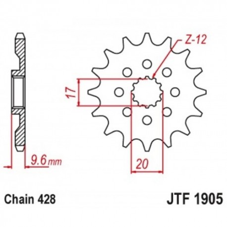 Pignon de transmission JT SPROCKETS JTF1905 14 dents - pas de 428