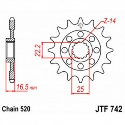 Pignon de transmission JT SPROCKETS JTF742 14 dents - pas de 520