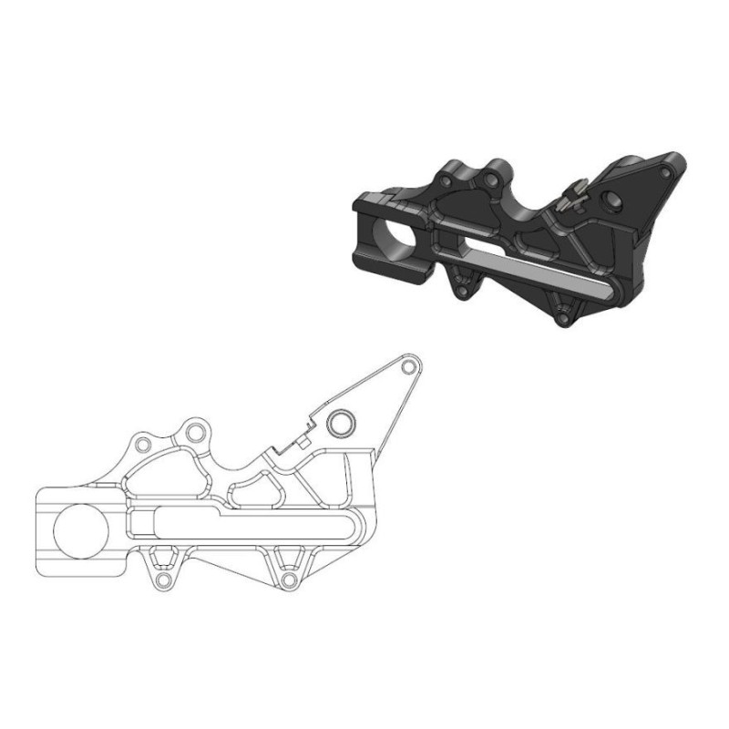 Support étrier arrière HVA Factory 220 noir inclus clips étrier