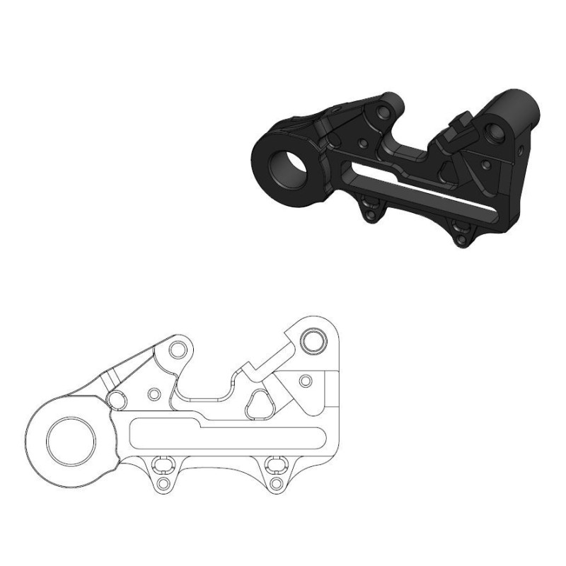 Support étrier arrière KTM / HVA 2023 Factory 220 noir (axe 22mm)